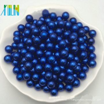 Perles rondes en verre de fausses perles de couleur bleue pour la fabrication de bijoux